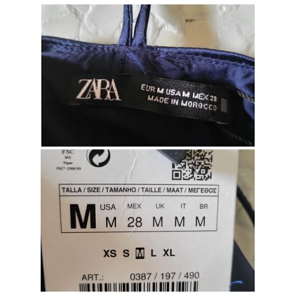 ZARA Blue Open Back Jewel Chain Satin Maxi  Dress 0387/197/490 -  M - Picture 9 of 9